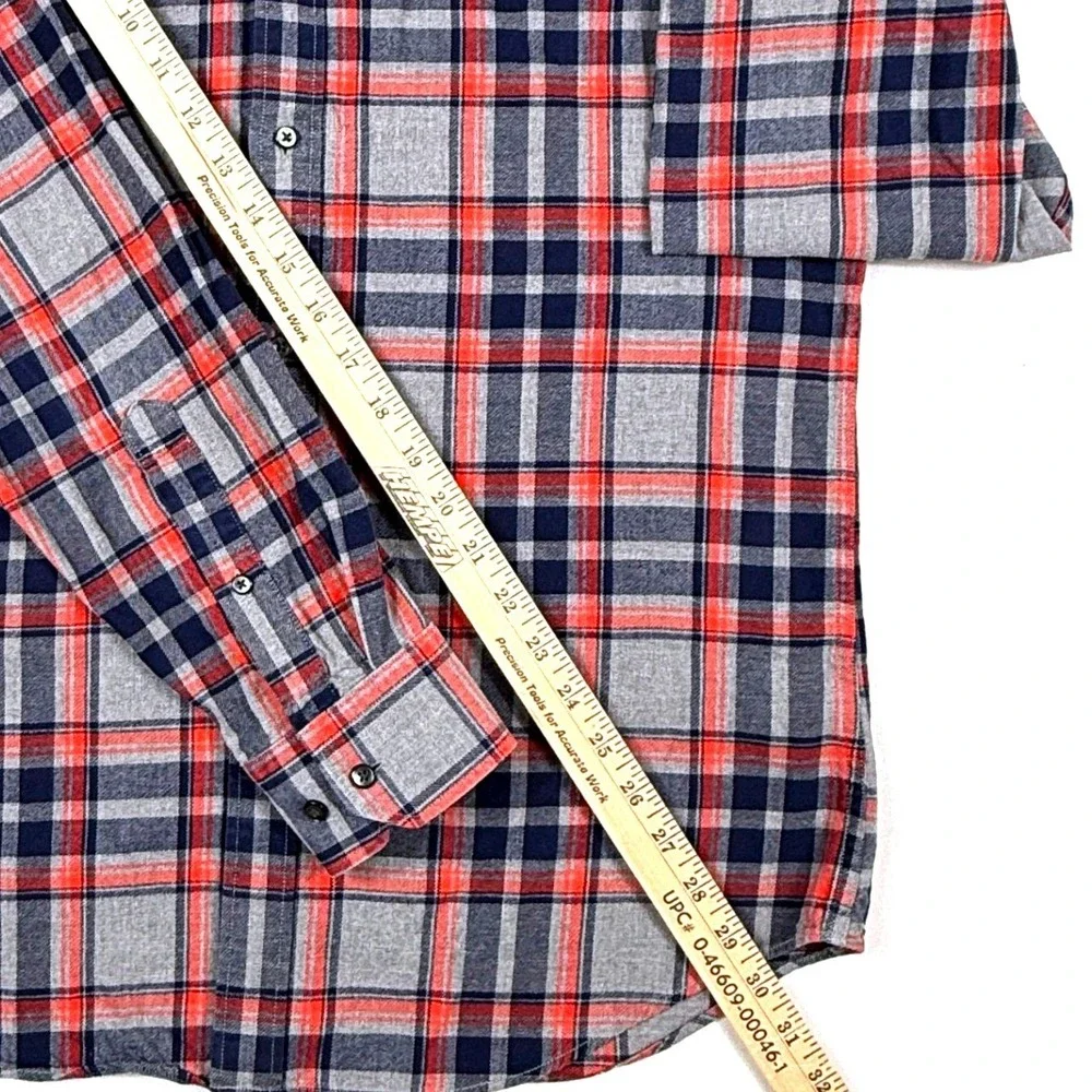Banana Republic Men's Flannel Shirt Size M Red Navy Gray Plaid Flannel‎